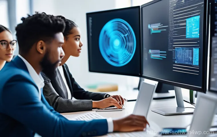 오픈소스 소프트웨어의 법적 고려사항 - **Prompt:** "A diverse group of professional software developers, including men and women of various...